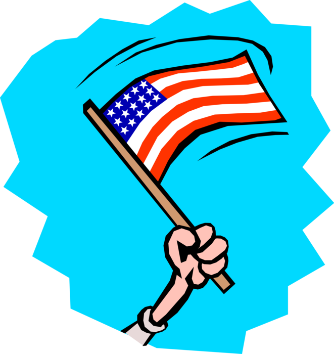 Vector Illustration of American Old Glory Flag of United States of America Waving on Memorial Day