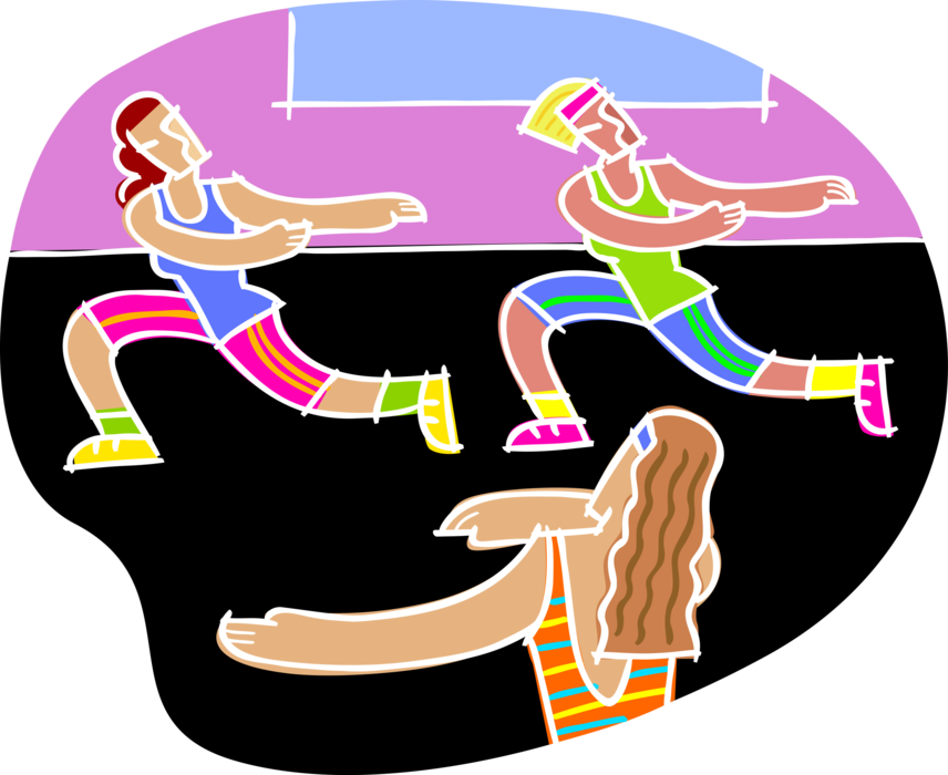 Vector Illustration of Aerobics Exercise Fitness Workout