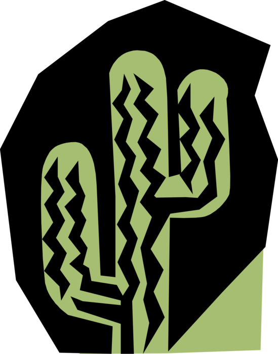 Vector Illustration of Desert Vegetation Succulent Cactus Symbol