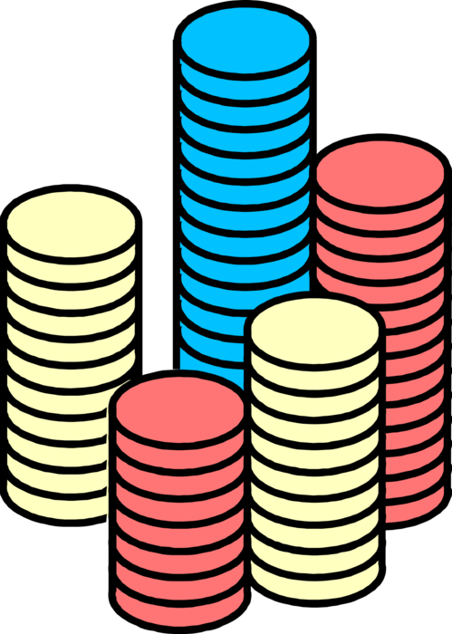 Vector Illustration of Casino Tokens Gambling Poker Chips Play Money