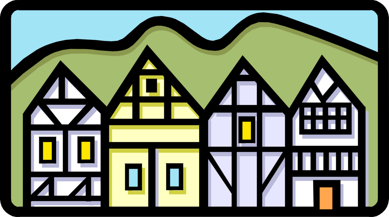 Vector Illustration of European City Buildings