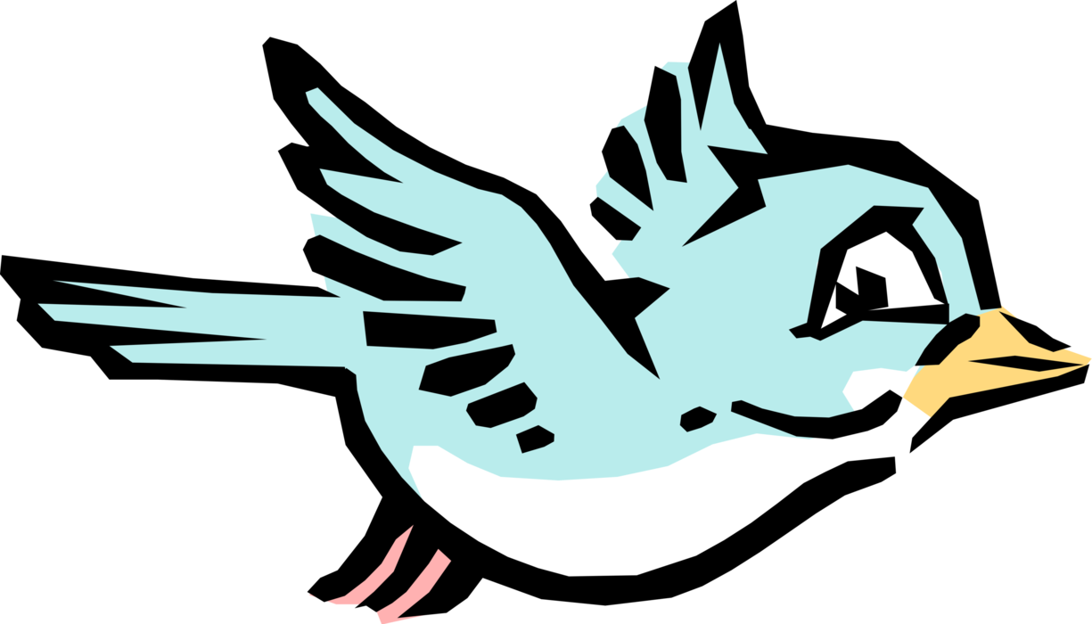 Vector Illustration of Cartoon Bluebird in Flight