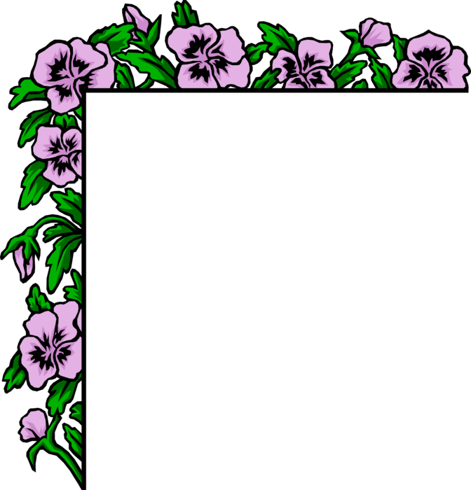 Vector Illustration of Purple Flowers Border