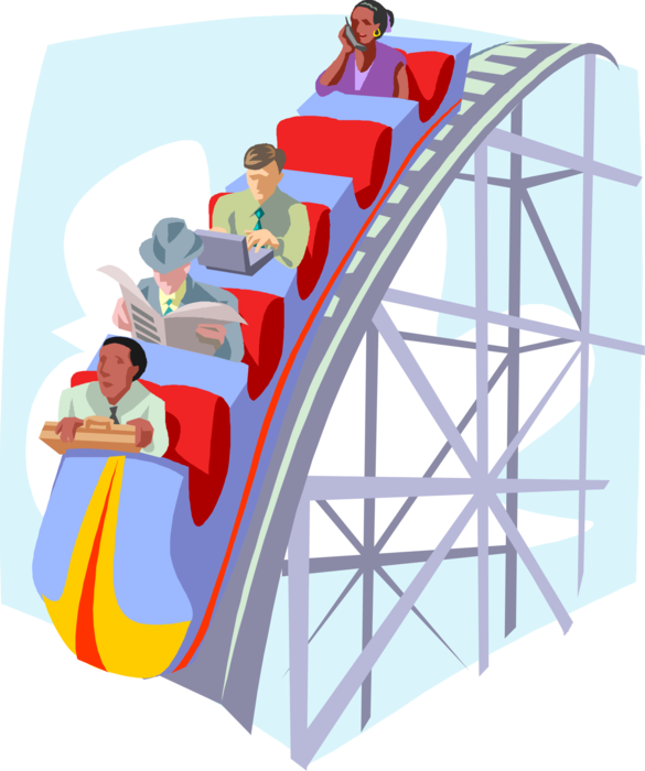 Vector Illustration of Office Workers on Roller Coaster