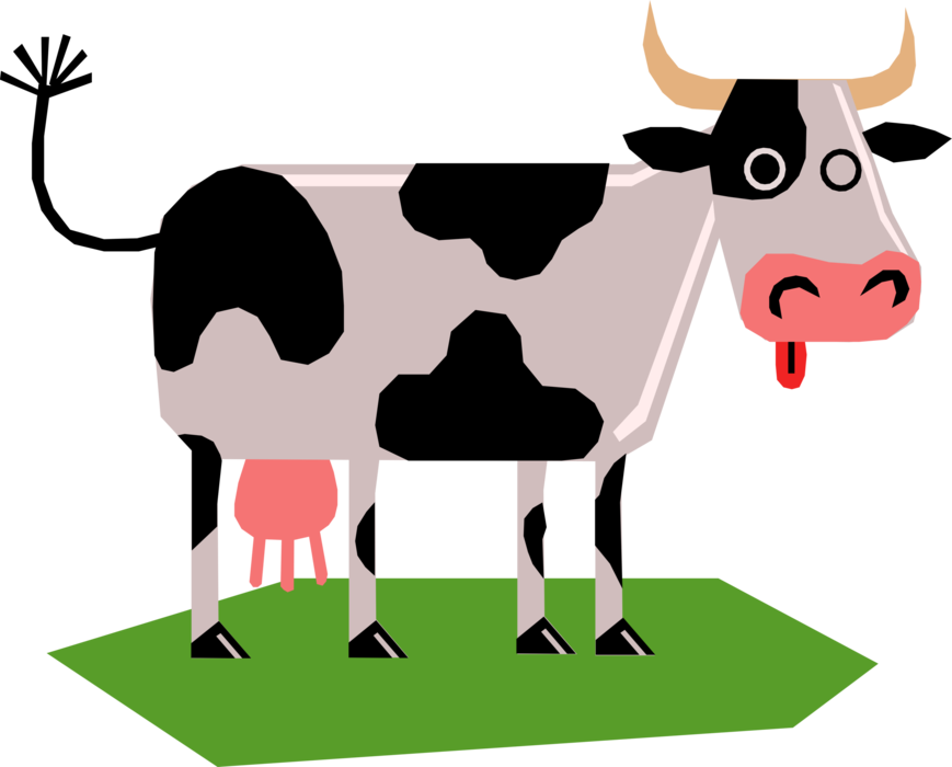 Vector Illustration of Farm Agriculture Livestock Animal Dairy Cow in Pasture