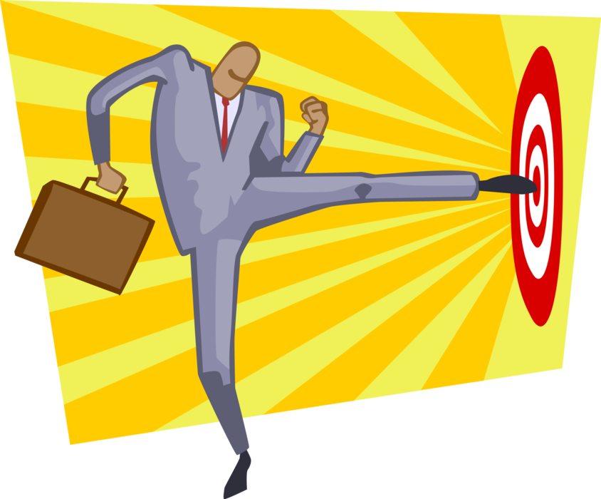 Vector Illustration of Hitting the Target Bullseye or Bull's-Eye