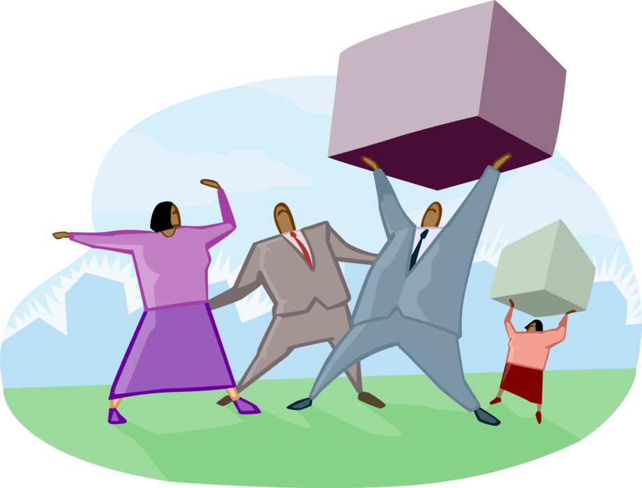 Vector Illustration of Office Workers Carrying Packages