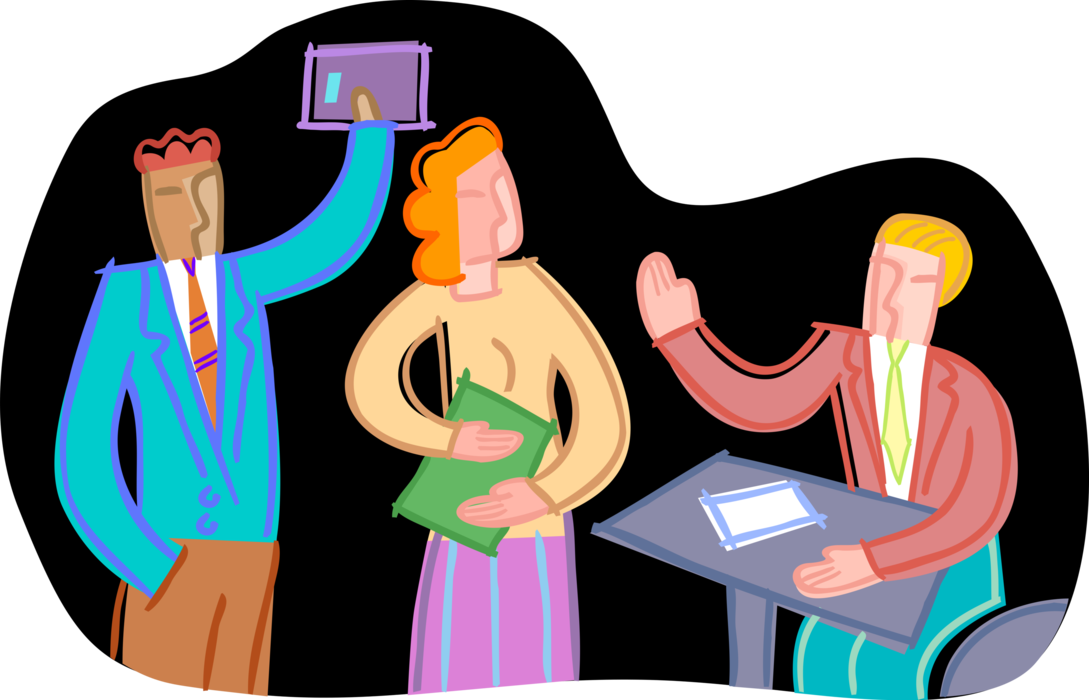 Vector Illustration of Office Workers Celebrating Success