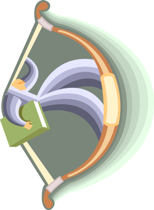 Vector Illustration of Businessman as Archery Bow Projectile Arrow