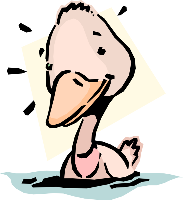 Vector Illustration of Cartoon Duck Swimming