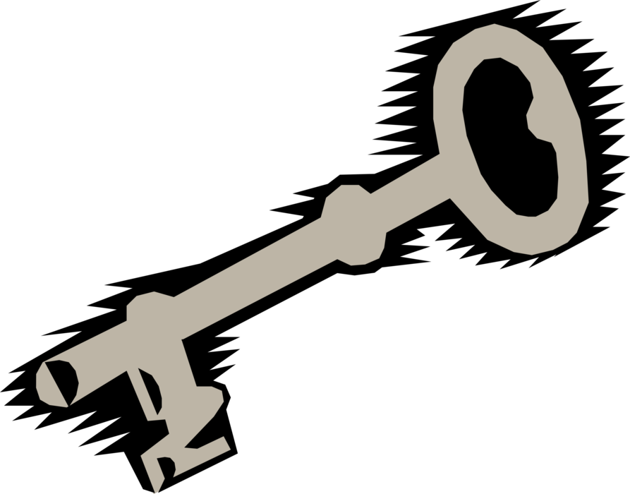Vector Illustration of Security Key used to Lock or Unlock Padlock Mechanical Security Fastening Device