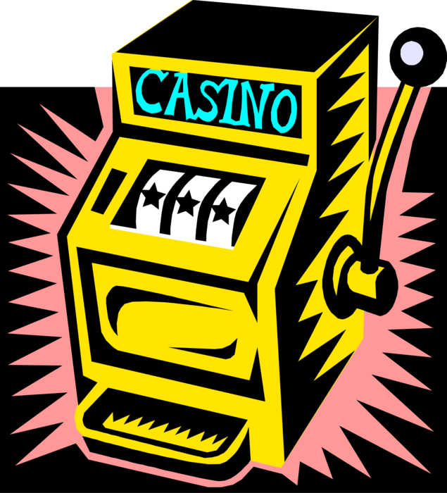 Vector Illustration of Casino Gambling Slot Machine One-Armed Bandit