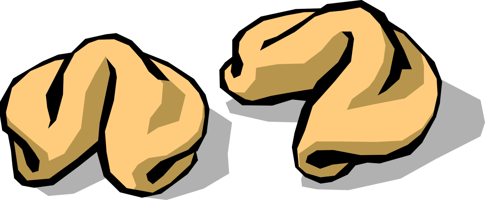 Vector Illustration of Chinese Cuisine Food Fortune Cookies Contain Aphorism, or Vague Prophecy