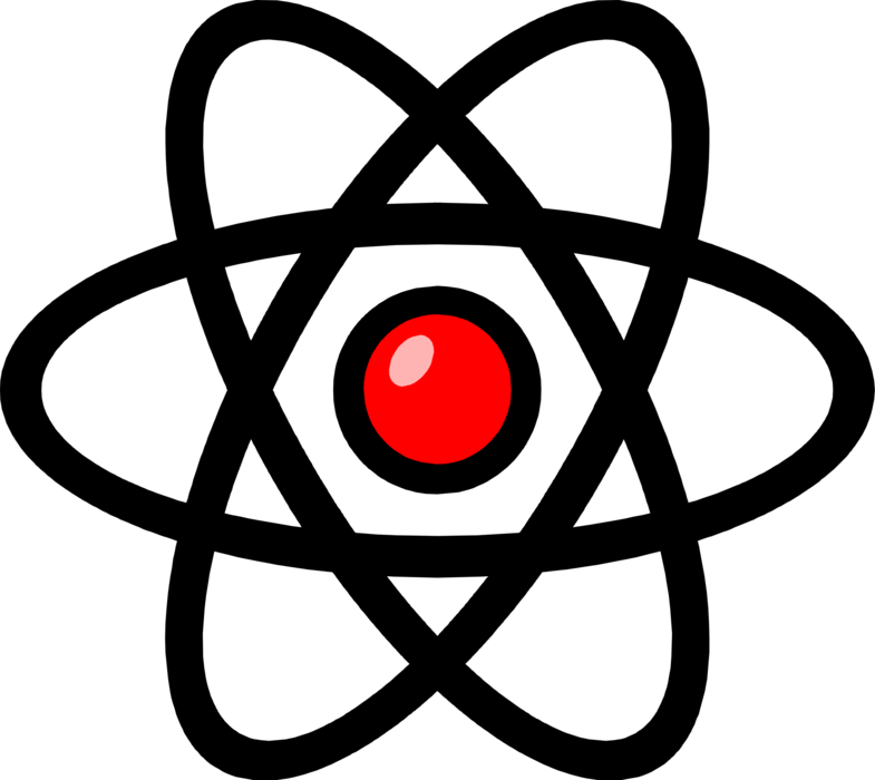 Vector Illustration of Atom Smallest Unit of Matter Nucleus Containing Neutrons, Protons and One or More Electrons