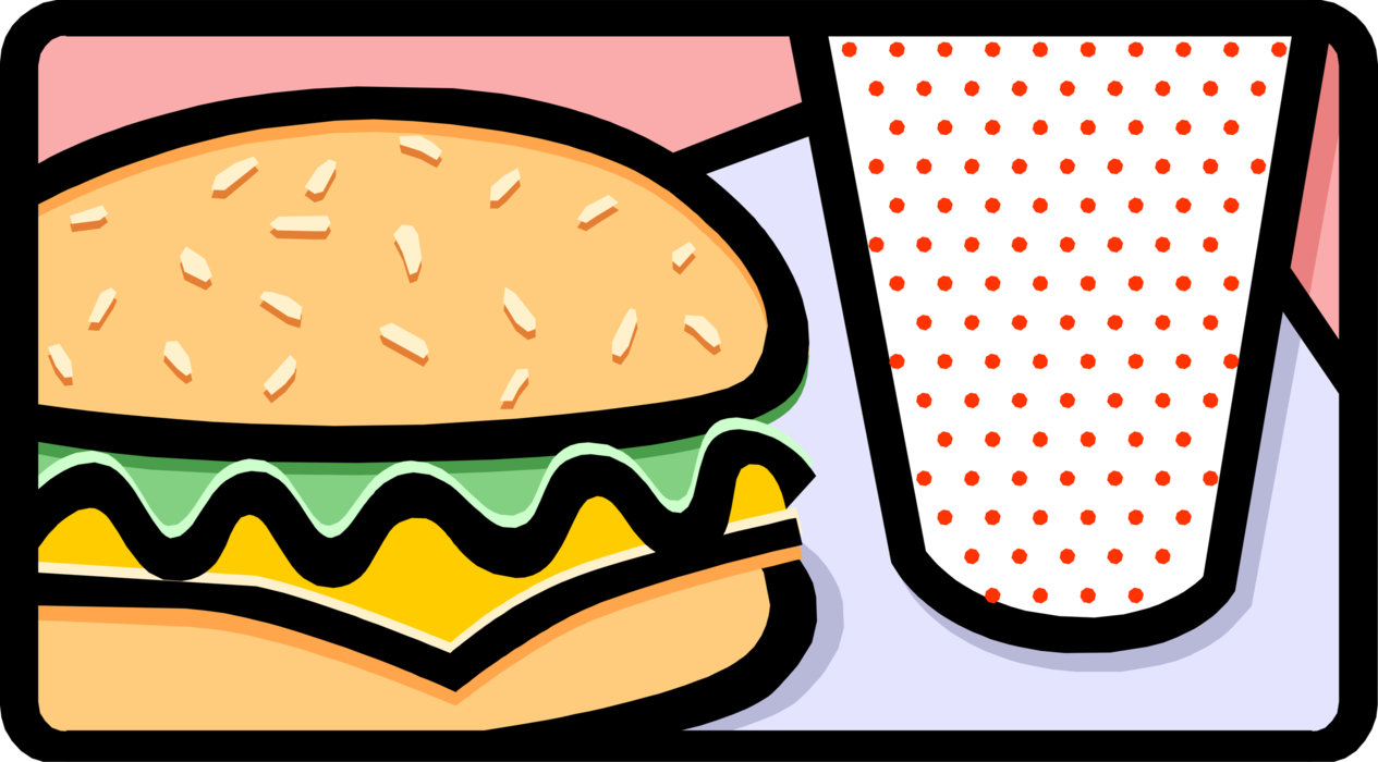 Vector Illustration of Hamburger Fast Food Meal with Drink Cup