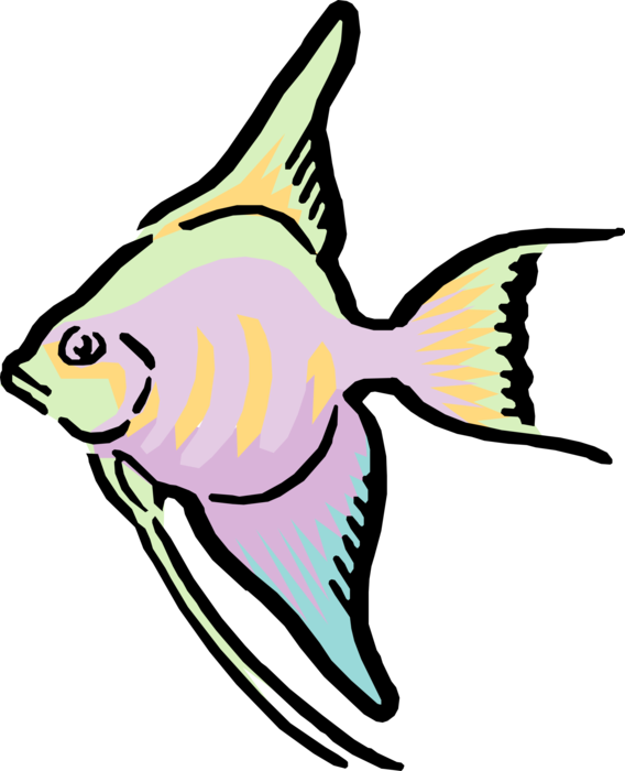 Vector Illustration of Cartoon Colorful Tropical Fish