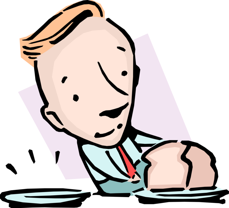 Vector Illustration of Half Loaf Idiom Businessman with Loaf of Bread