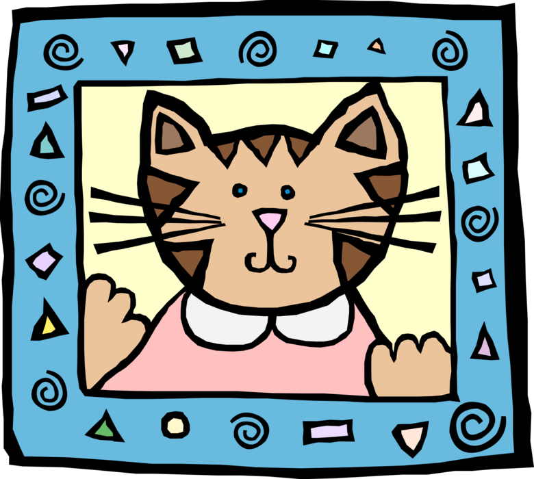 Vector Illustration of Small Domesticated Family Pet Kitten Cat
