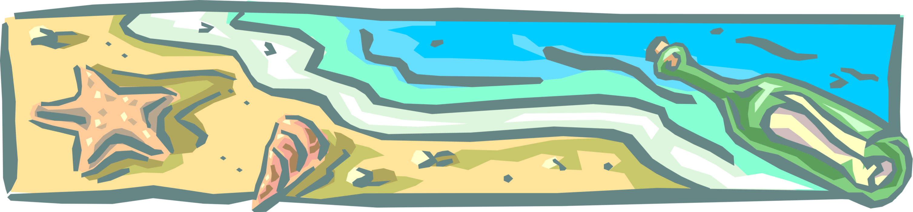 Vector Illustration of Message in Bottle Washes to Shore on Beach