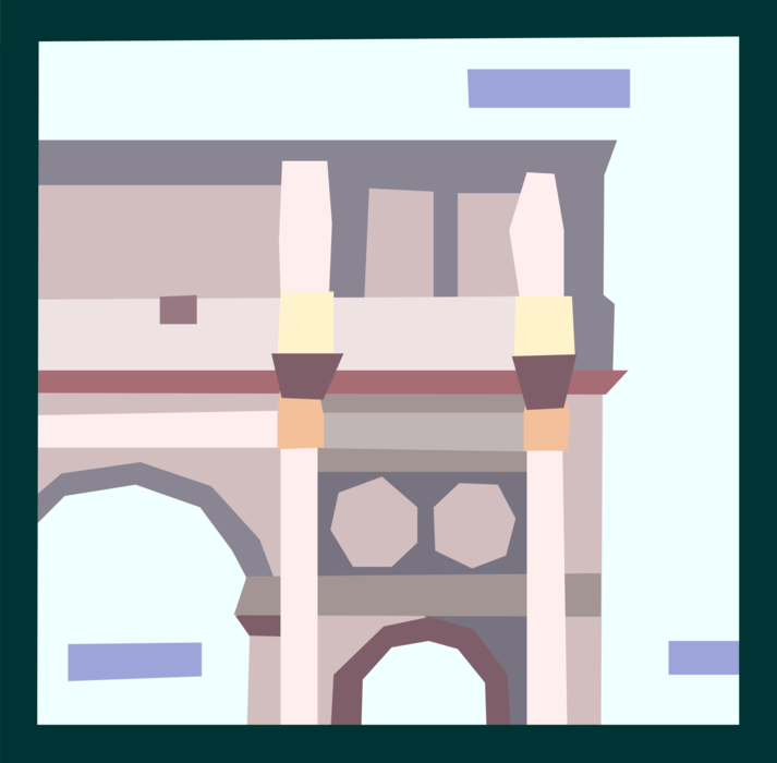 Vector Illustration of Triumphal Roman Monument Arch