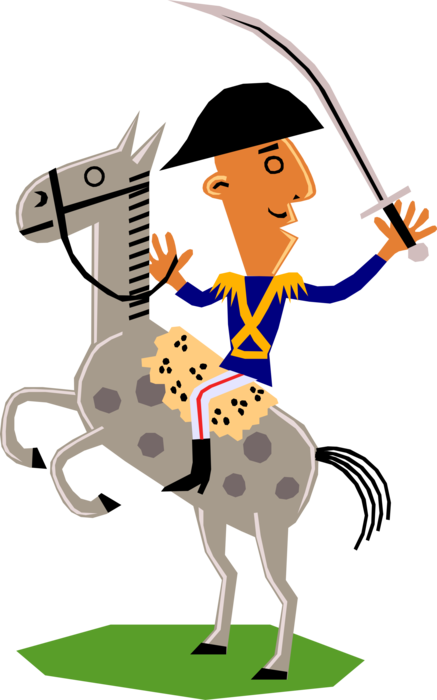 Vector Illustration of Napoléon Bonaparte on Horseback with Sword