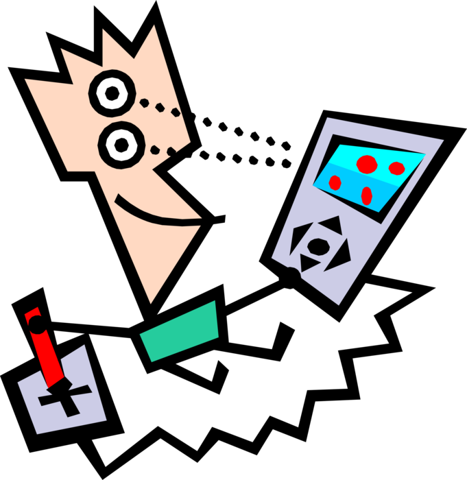 Vector Illustration of Modern Art Kid Plays VideoGame