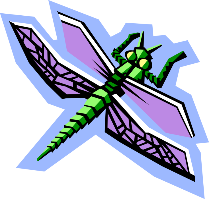 Vector Illustration of Dragonfly Insect with Purple Wings