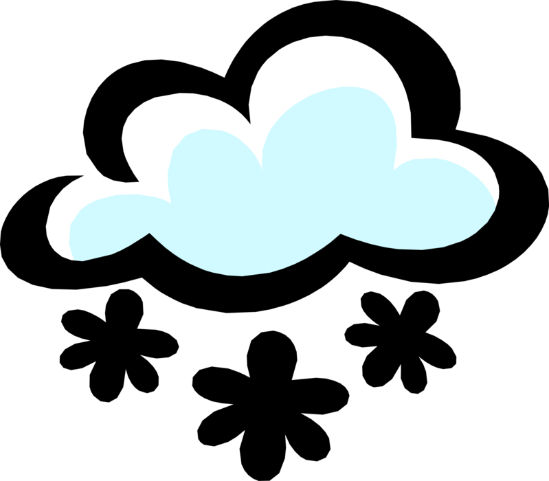 Vector Illustration of Weather Forecast Snowflakes with Clouds