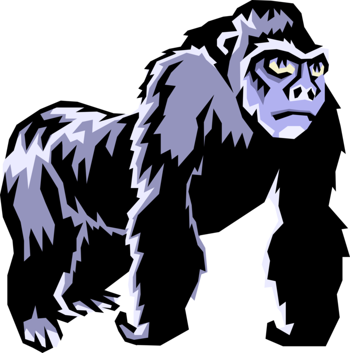 Vector Illustration of Herbivorous Ape Silverback Gorilla Primate