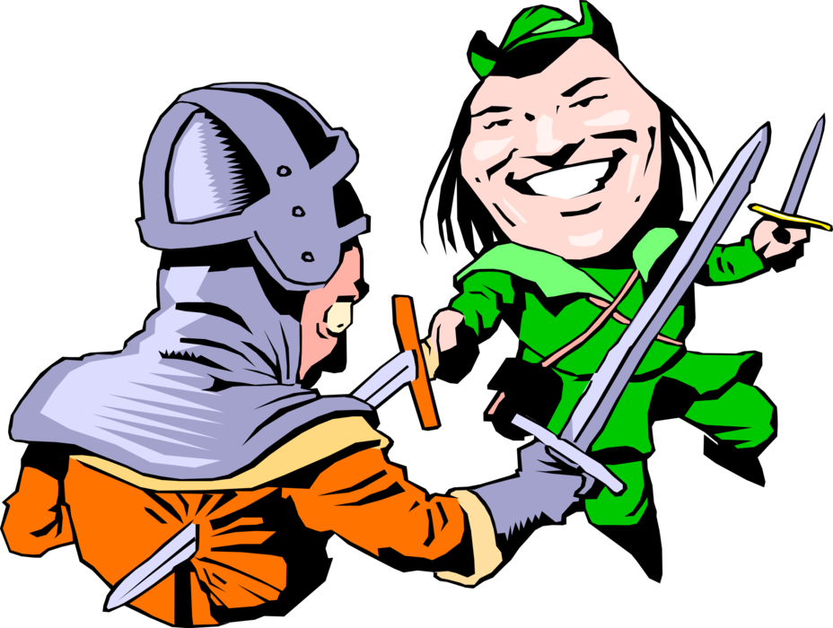 Vector Illustration of Legendary Archer and Swordsman Robin Hood Heroic Outlaw in English Folklore