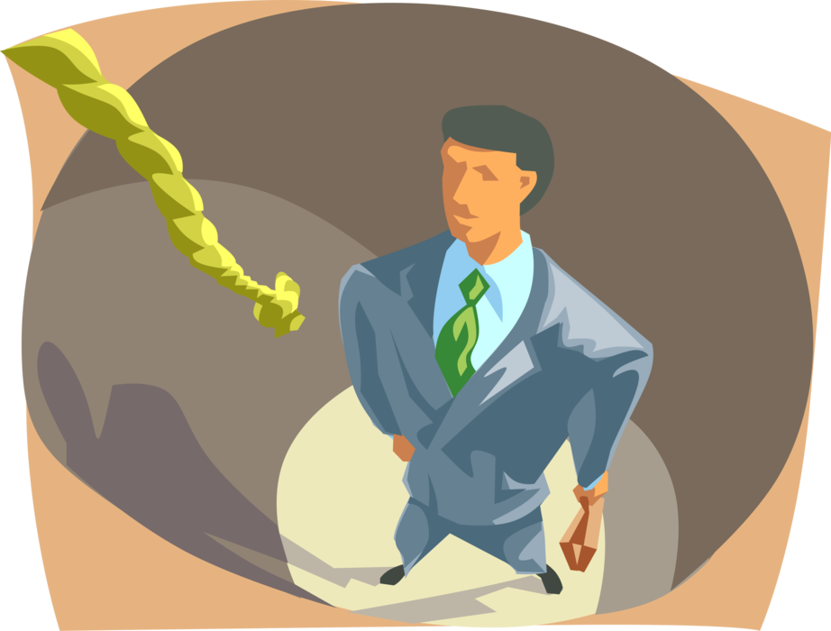 Vector Illustration of Trapped in Hole with Rope as the Only Way Out