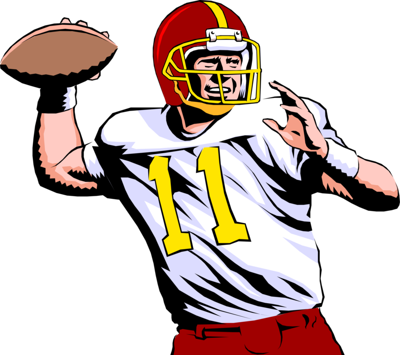 Vector Illustration of Football Quarterback Throwing the Ball