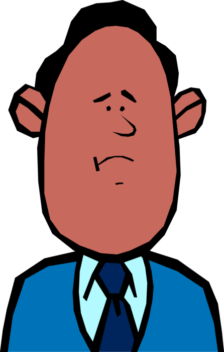 Vector Illustration of Realizes He Isn't As Good Looking as He Thought African American Man's Facial Expression