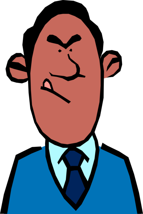 Vector Illustration of Hates it When He Caught in Lie African American Man's Facial Expression