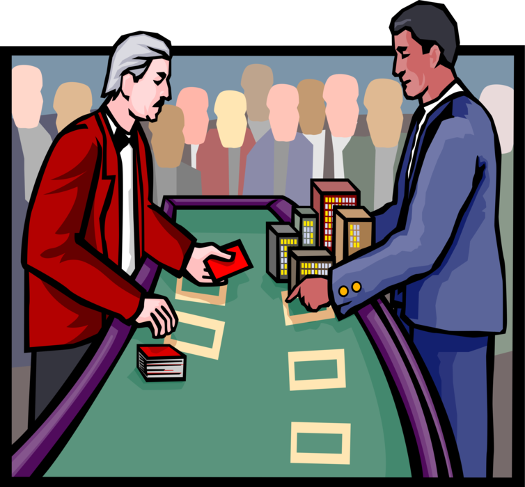 Vector Illustration of Casino Gambling Games of Chance Risking It All