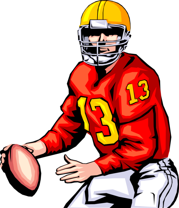 Vector Illustration of Football Quarterback Drops Back and is Ready to Pass