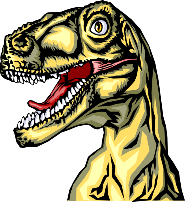 Vector Illustration of Prehistoric Tyrannosaurus Rex Dinosaur Head and Teeth