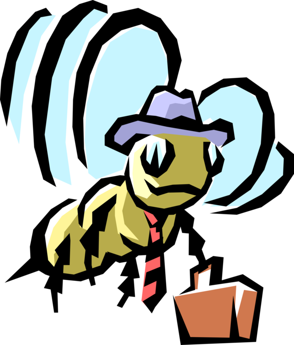 Vector Illustration of Worker Bee Buzzing Off to Work