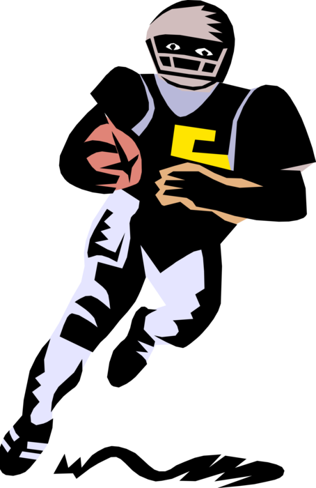 Vector Illustration of Football Player Running Back Carries the Ball
