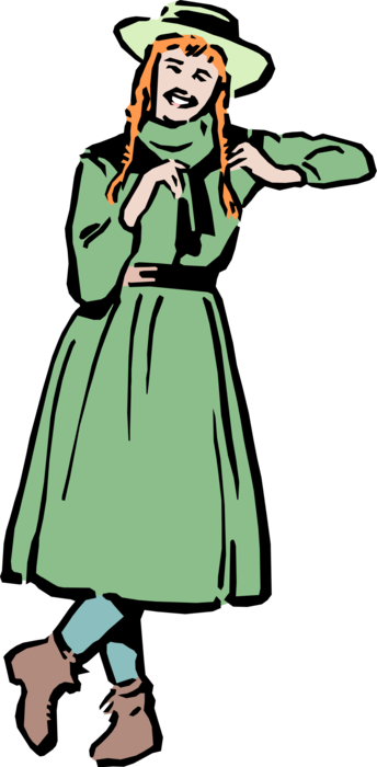 Vector Illustration of Anne of Green Gables Fictional Female Character of Author Lucy Maud Montgomery