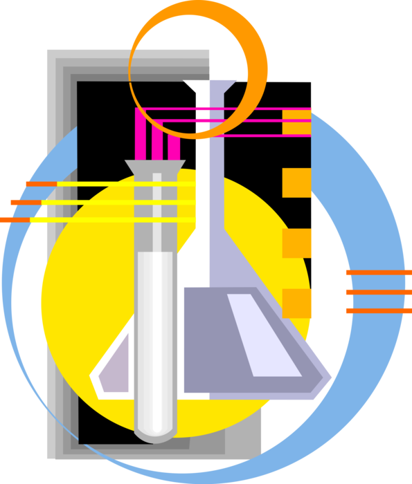 Vector Illustration of Scientific Test Tube and Flask Laboratory Glassware used in Scientific Experiments