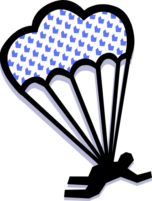 Vector Illustration of Parachute Slows Motion of Object in Atmosphere by Creating Drag