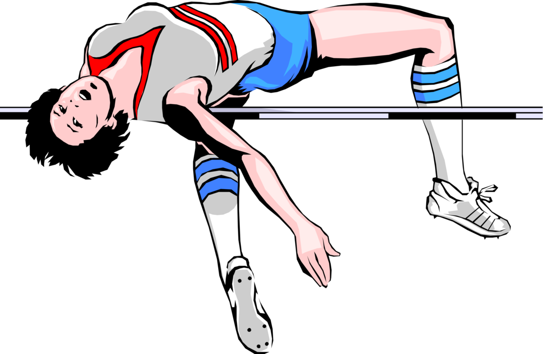 Vector Illustration of Track and Field Athletic Sport Contest High Jumper Clears the Bar