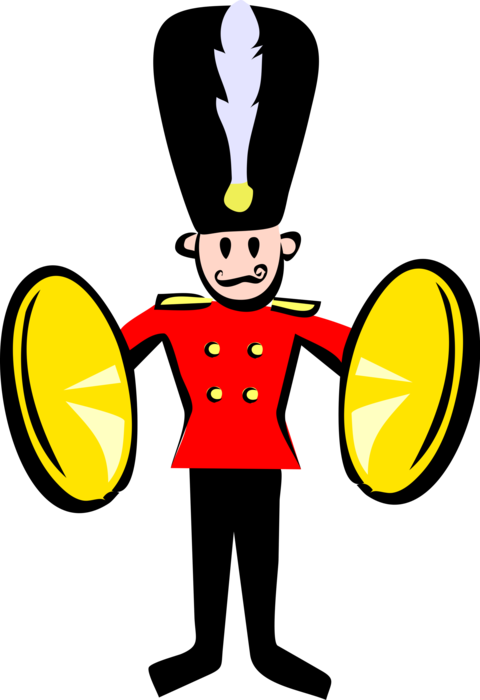 Vector Illustration of Child's Toy Soldier with Brass Cymbals in Royal Band