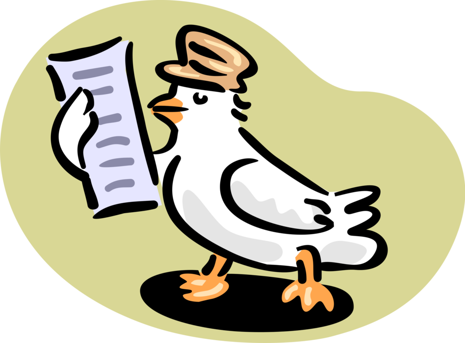 Vector Illustration of Pigeon Bird Reading Message