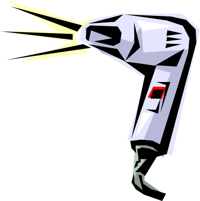 Vector Illustration of Small Electrical Appliance Hair Dryer or Hair Blower