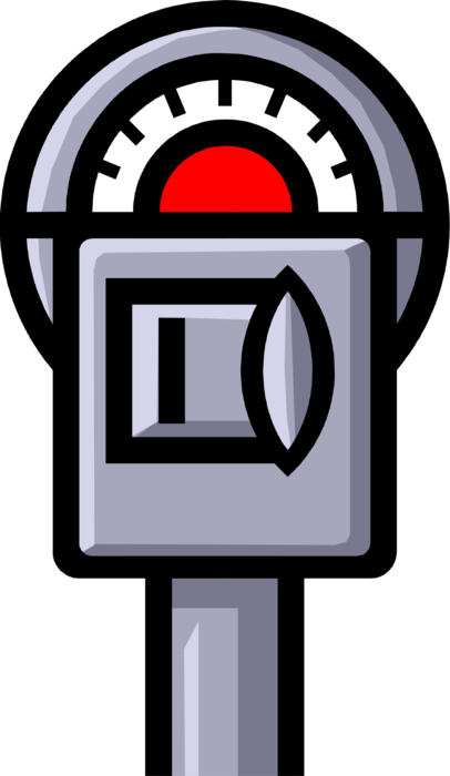 Vector Illustration of Parking Meter used to Collect Money in Exchange for Right to Park Vehicle