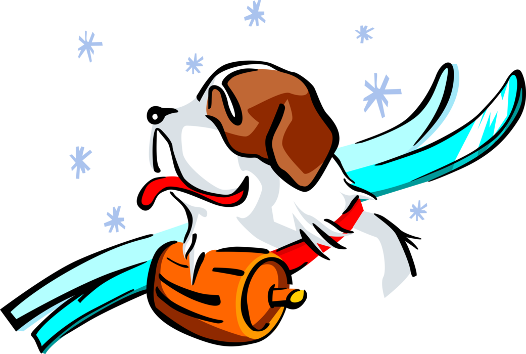 Vector Illustration of St Bernard Ski Patrol and Rescue Dog