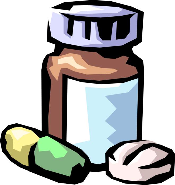 Vector Illustration of Pharmaceutical Drug Dispensed by Medical Prescription