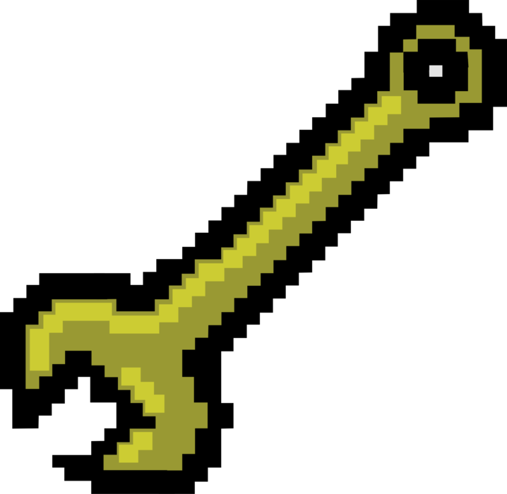 Vector Illustration of Pixelated Bitmap Wrench - Symbol
